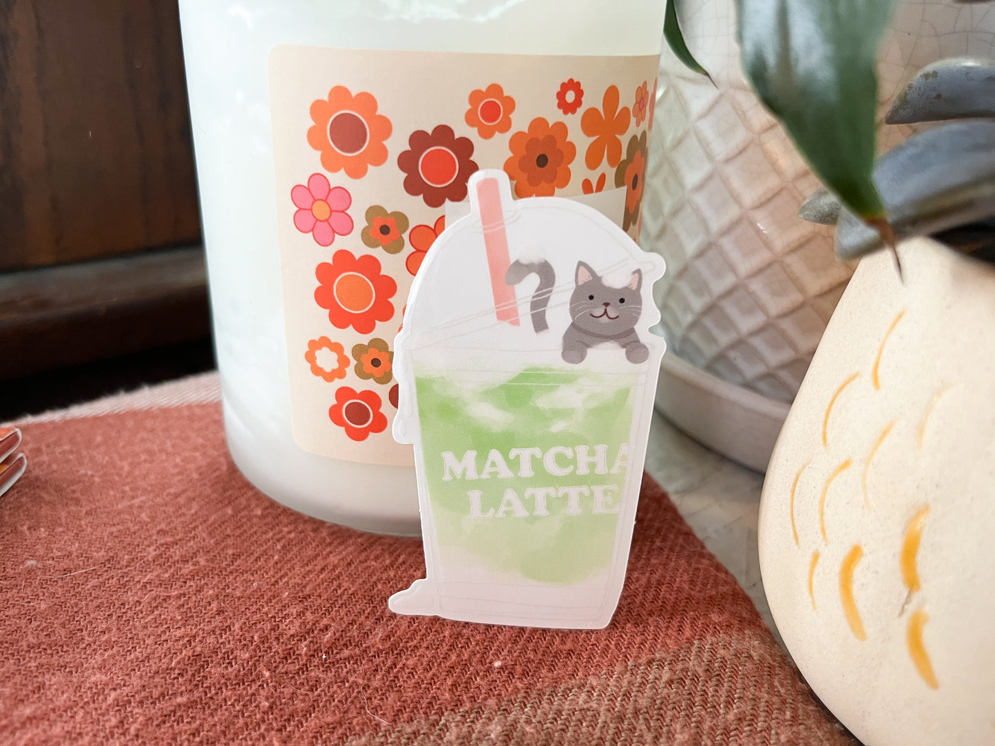 Matcha Cat Clear Sticker