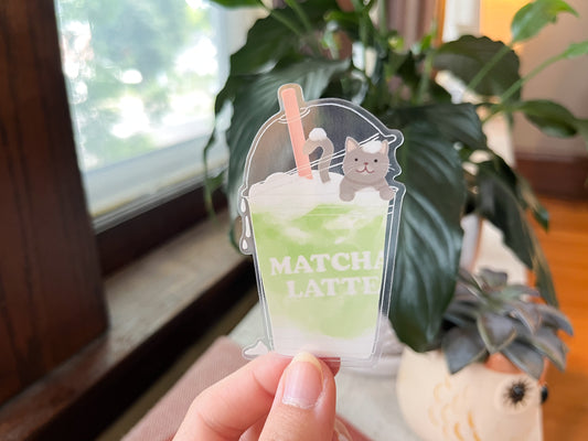 Matcha Cat Clear Sticker