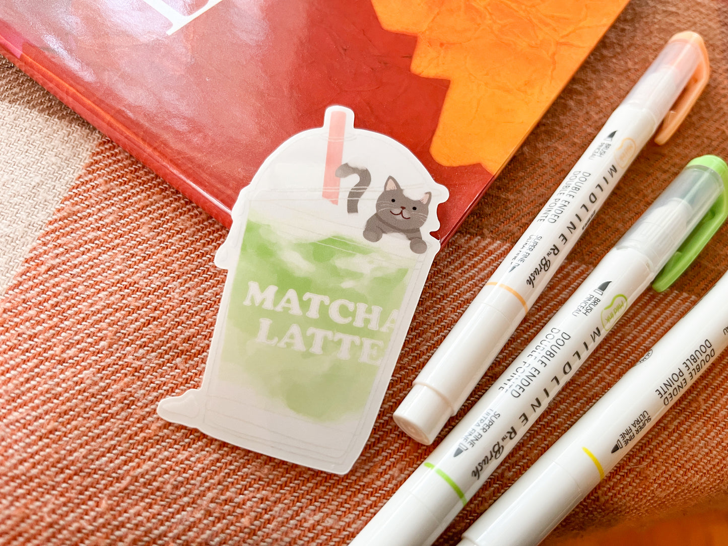 Matcha Cat Clear Sticker