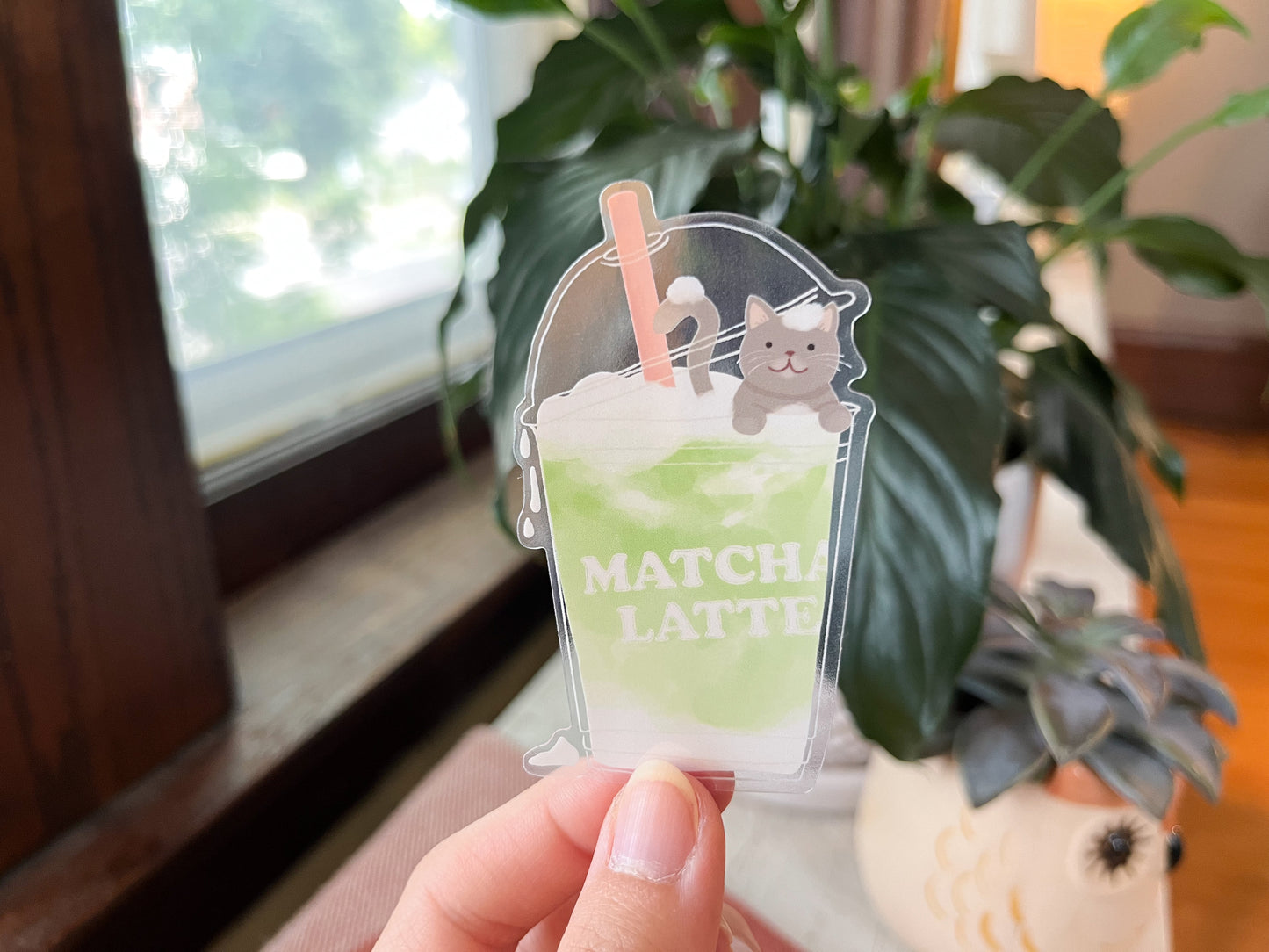 Matcha Cat Clear Sticker