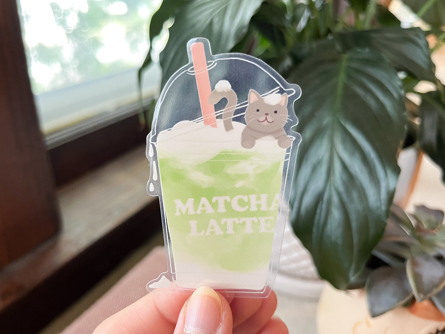 Matcha Cat Clear Sticker